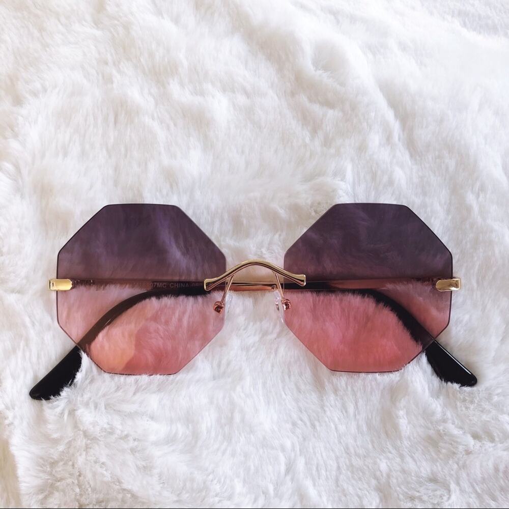 Alaiya Purple & Pink Octogonal Ombre Sunglasses